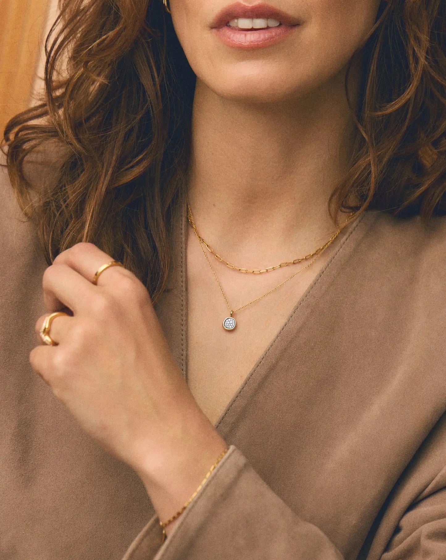 Missoma Molten Soft Square Pavé Pendant Necklace