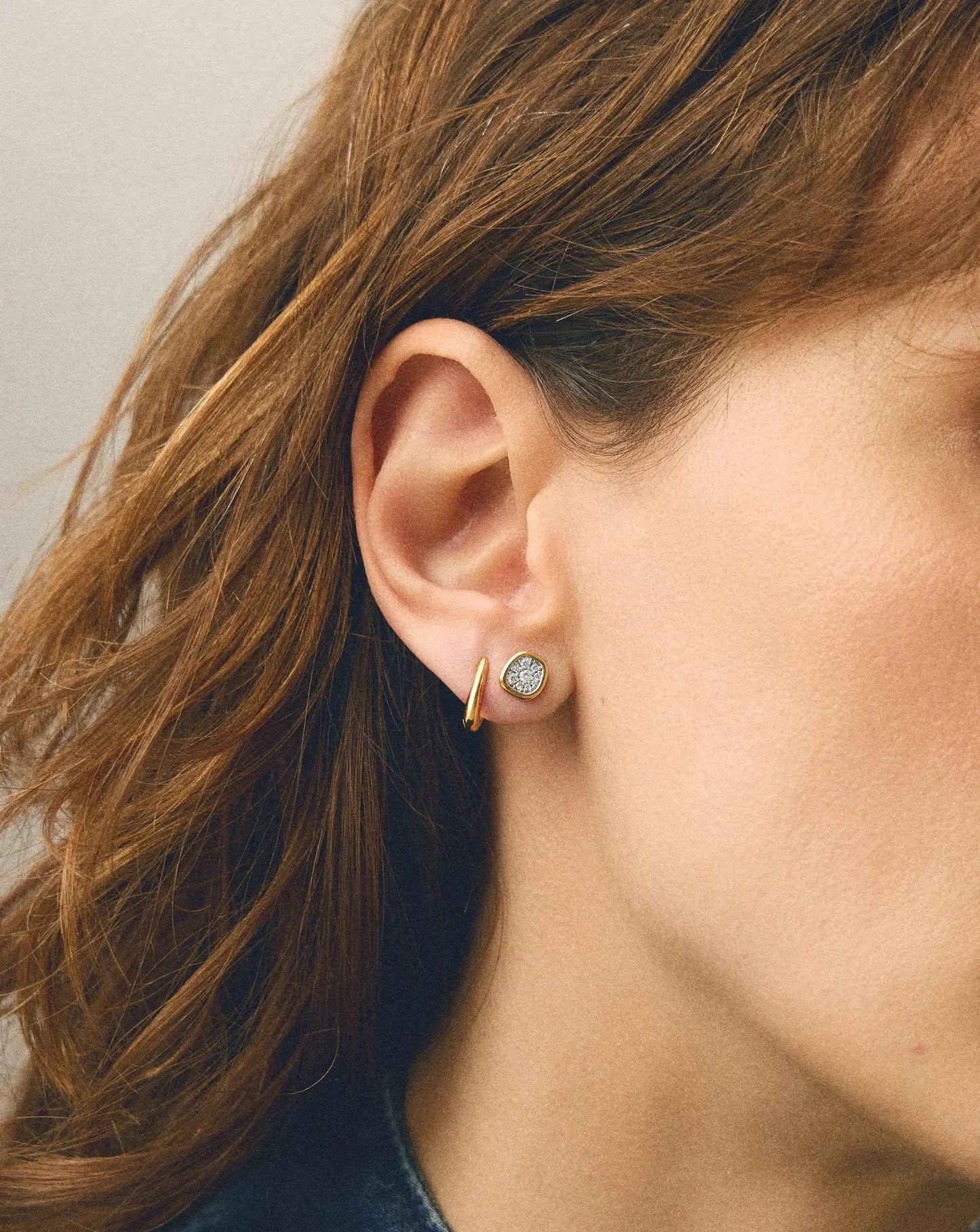 Missoma Molten Soft Square Pavé Stud Earrings