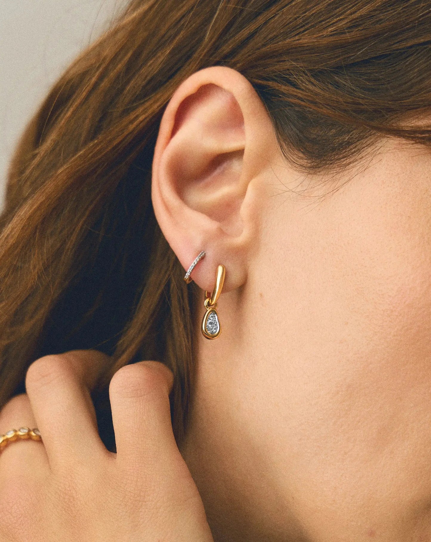 Missoma Molten Teardrop Pavé Charm Hoop Earrings