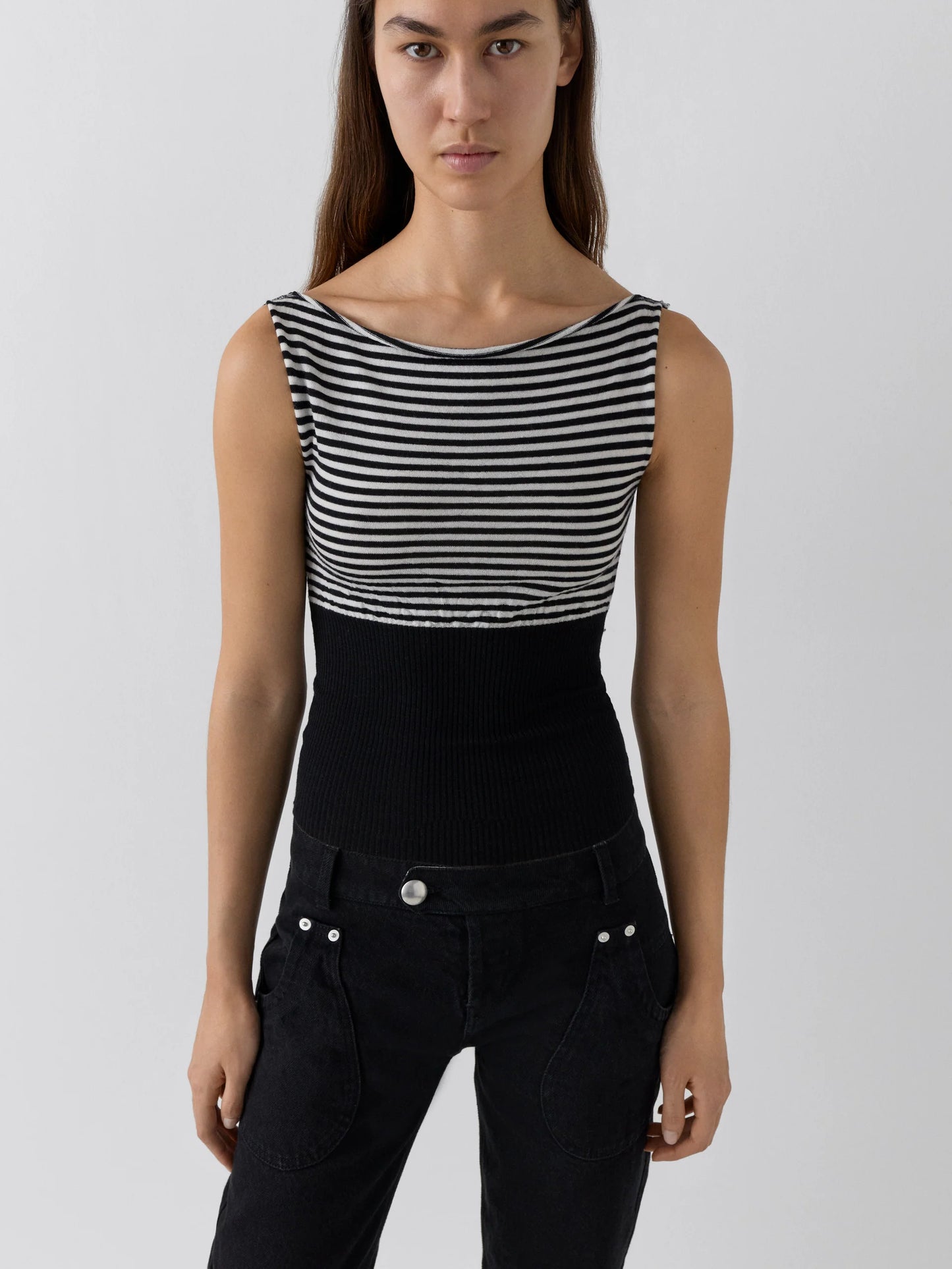 Gimaguas Otto Stripe Top Black White