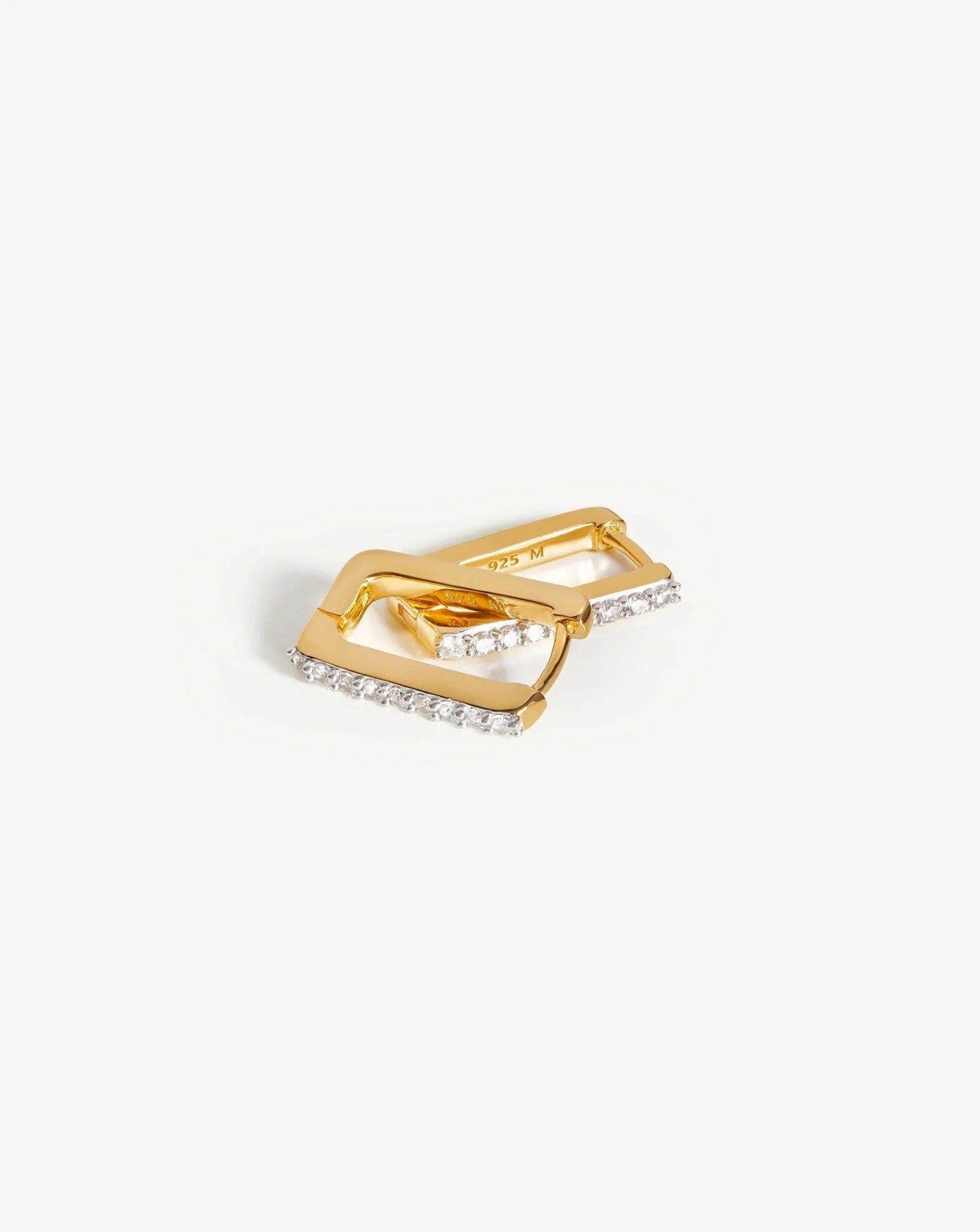 Pave Ovate Huggies Gold Plated