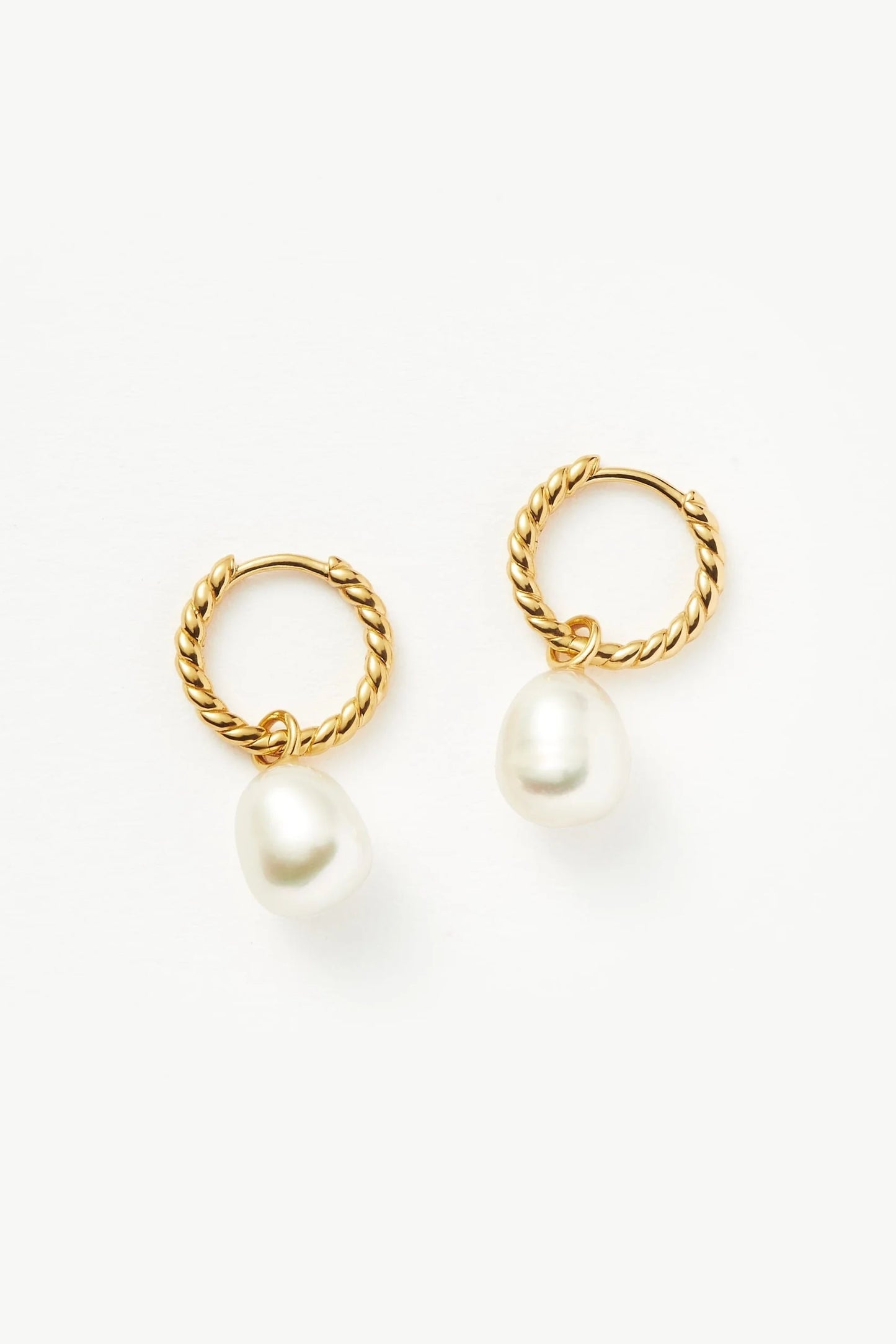 Pearl Twisted Small Drop Hoop Earrings