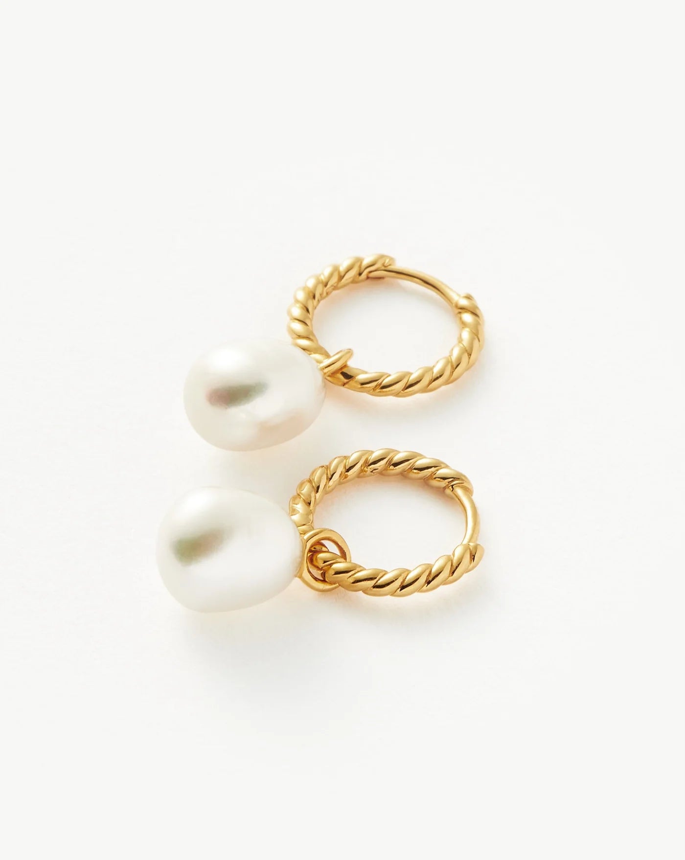 Pearl Twisted Small Drop Hoop Earrings