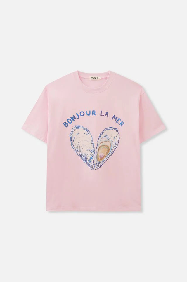 Bonjour La Mer Oversize Tee Baby Pink