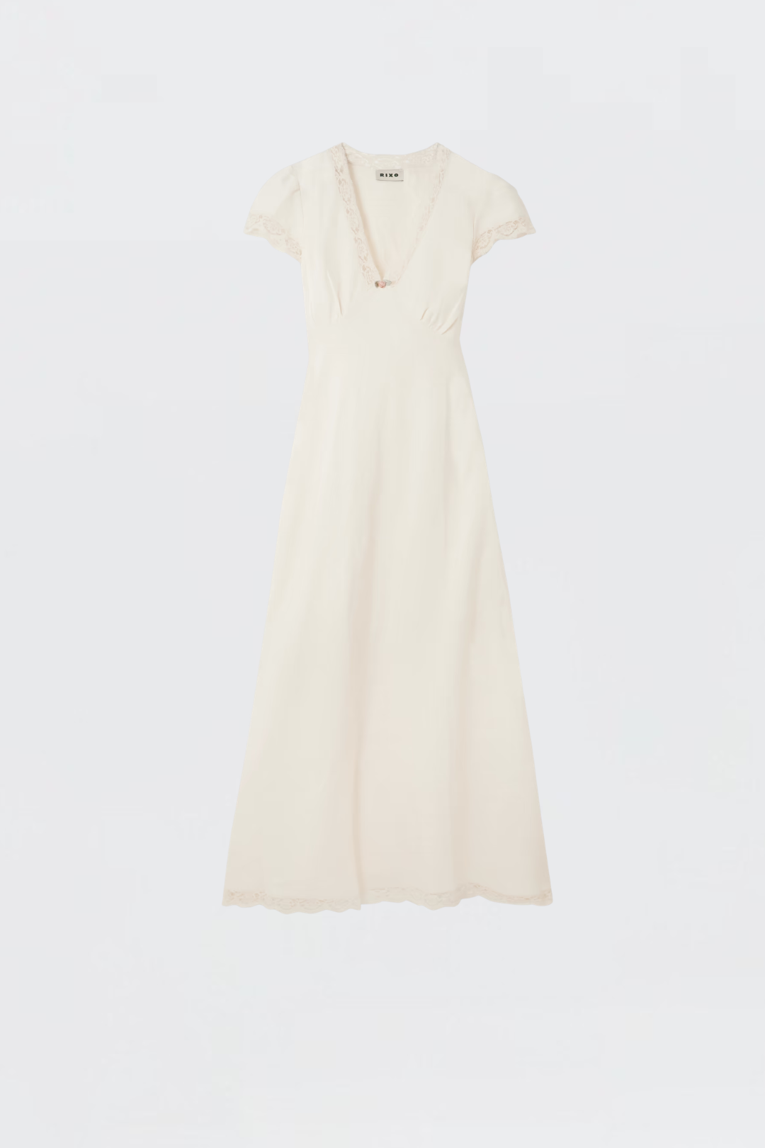 Rixo Clarice Linen Midi Dress Cream