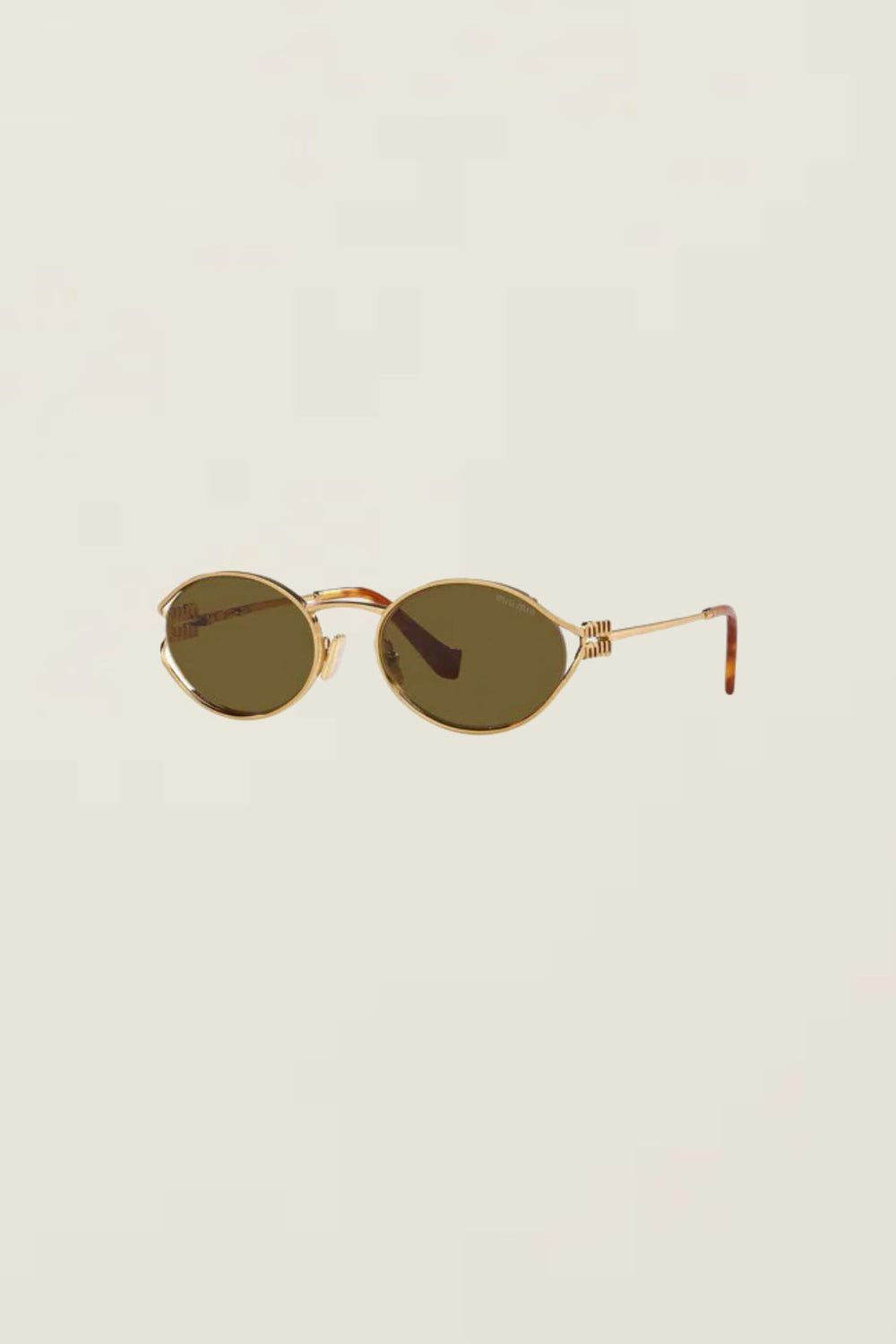 Miu Miu Oval Brass Gold Dark Brown 0MU 52YS