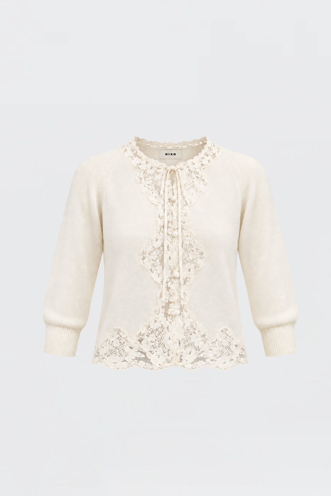 Rixo Tassia Merino Cashmere Cardigan Cream