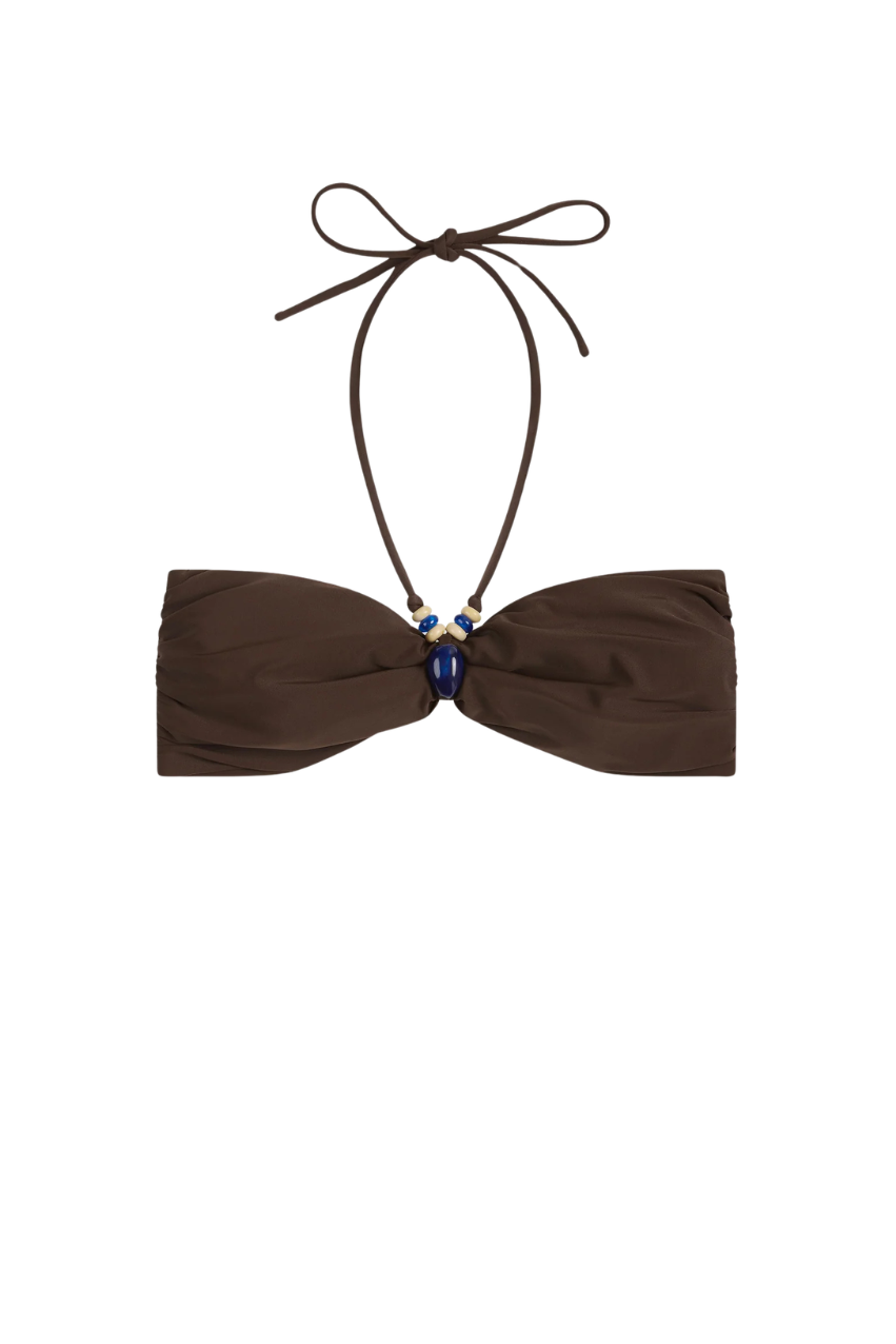 Faithfull Zaru Bikini Top With Beads Carob