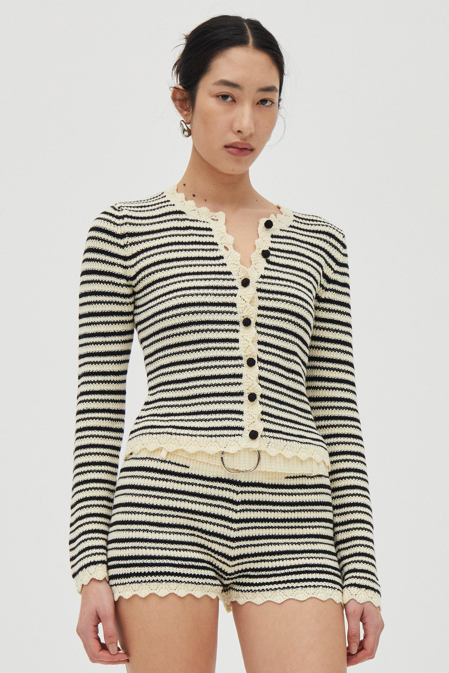 Resonance Knit Cardigan Cream Coffee