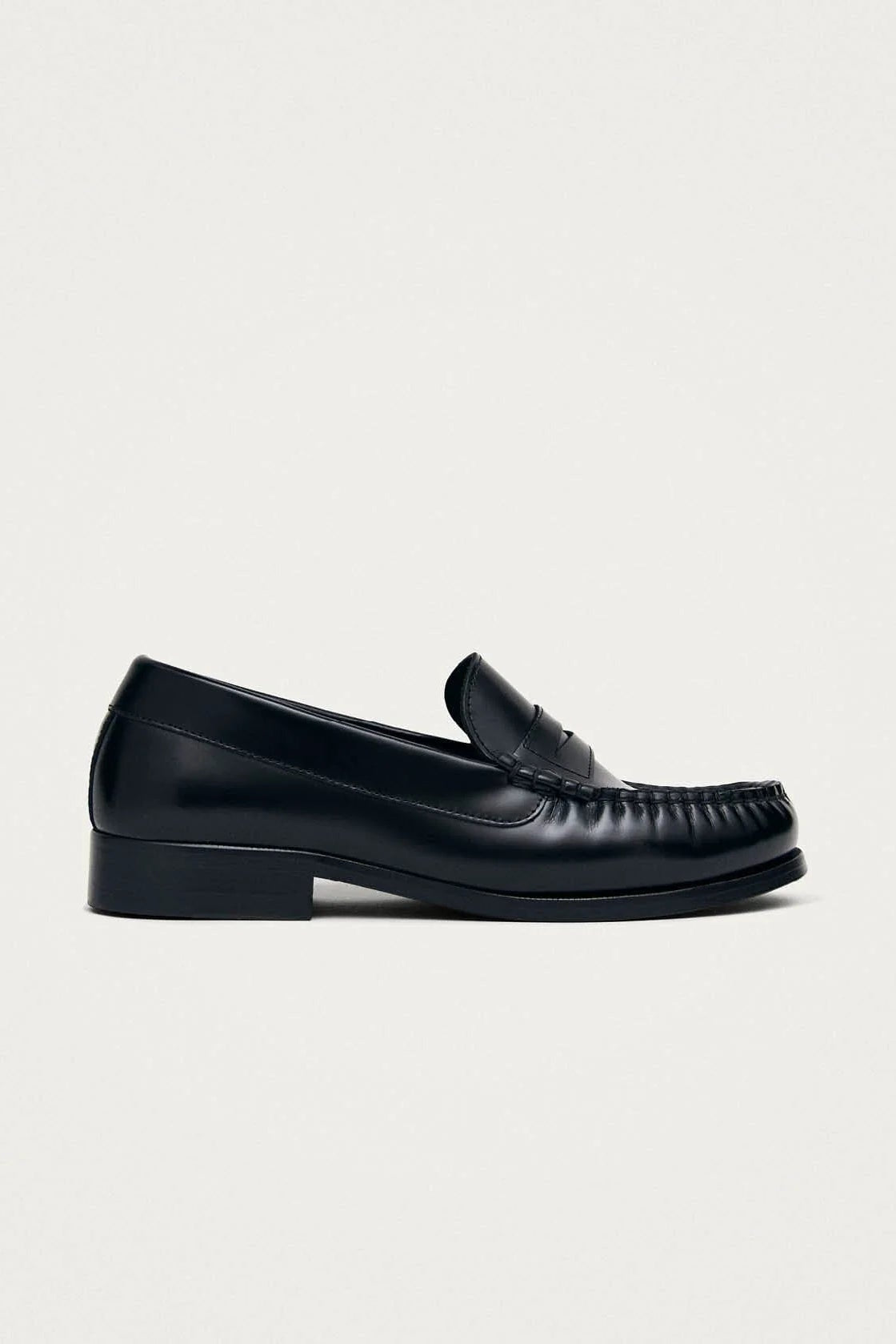 Rivet Black Leather Loafers