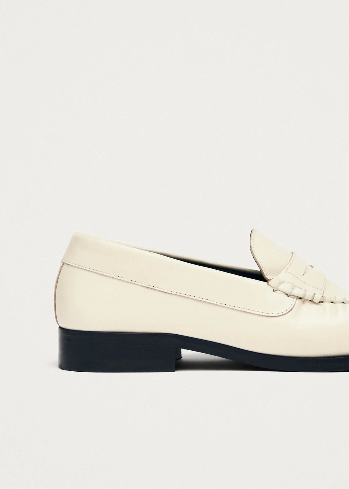 Rivet Cream Leather Loafers