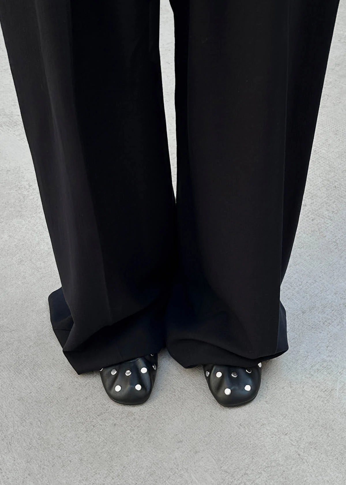 Alohas Rosalind All Studs Black Leather Ballet