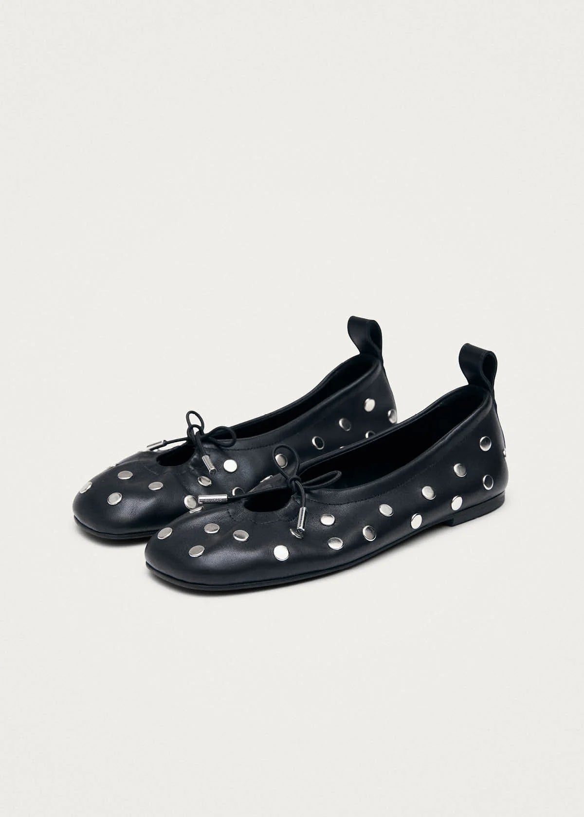 Alohas Rosalind All Studs Black Leather Ballet