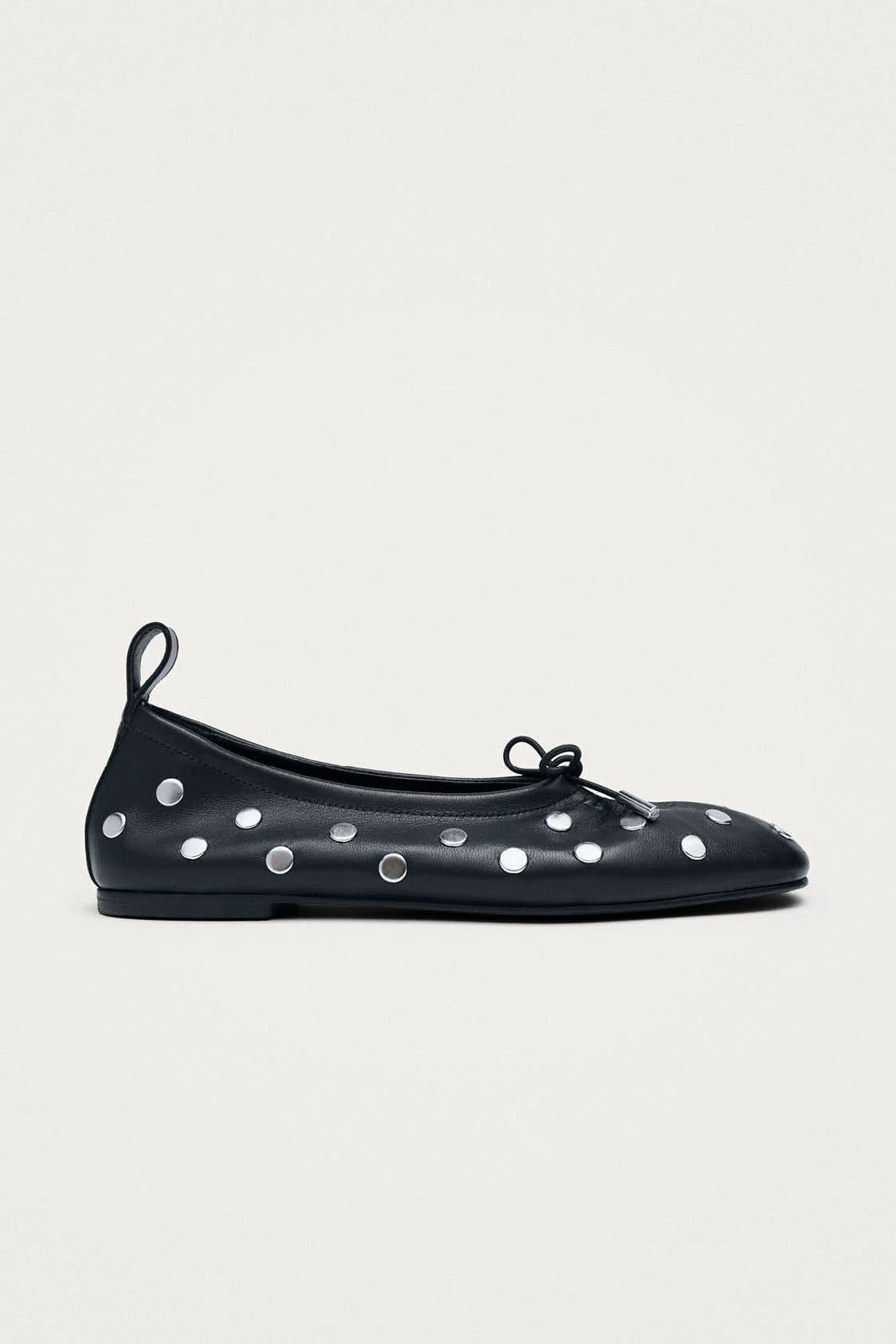 Alohas Rosalind All Studs Black Leather Ballet