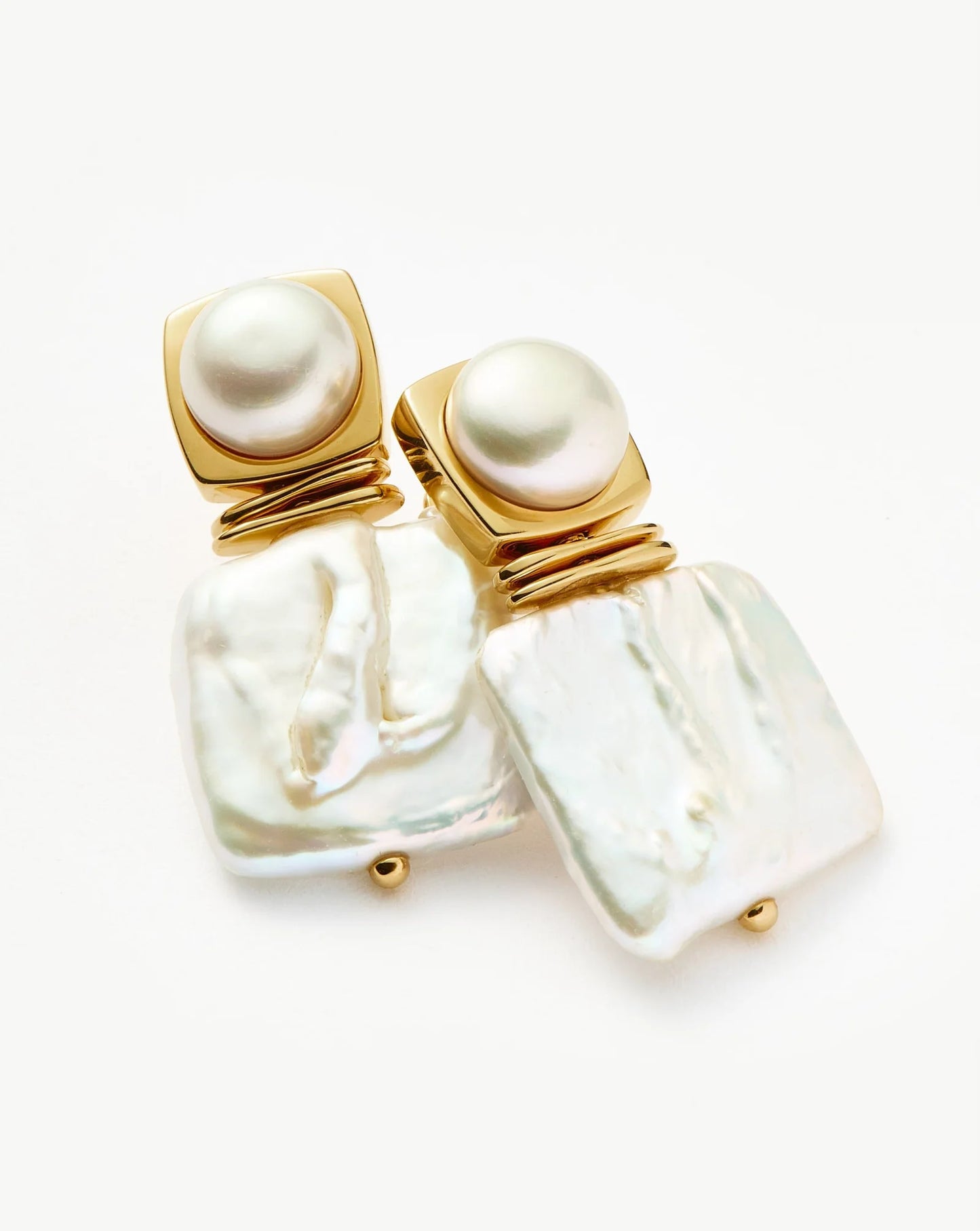 Square Pearl Statement Stud Earrings