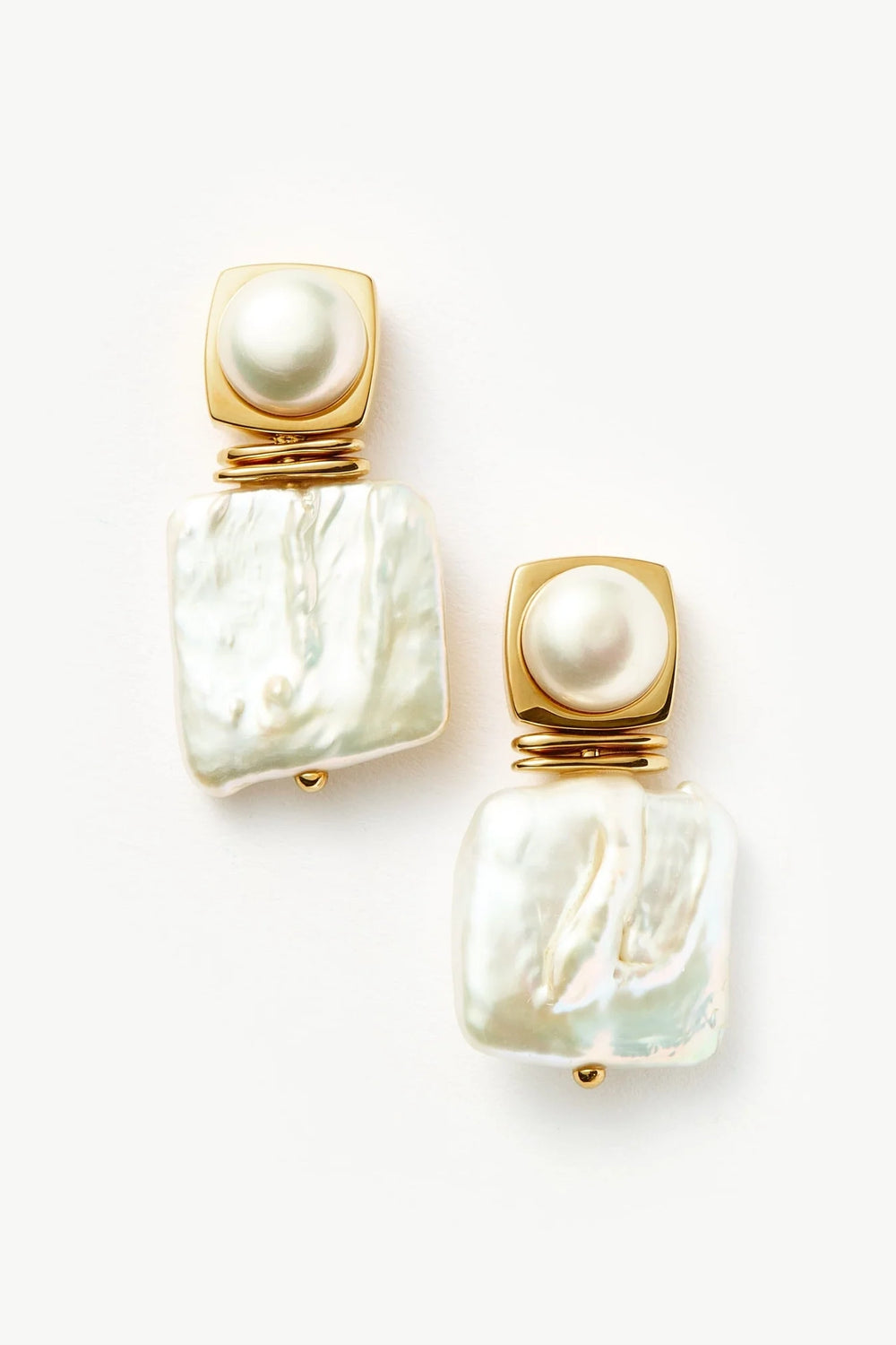 Square Pearl Statement Stud Earrings