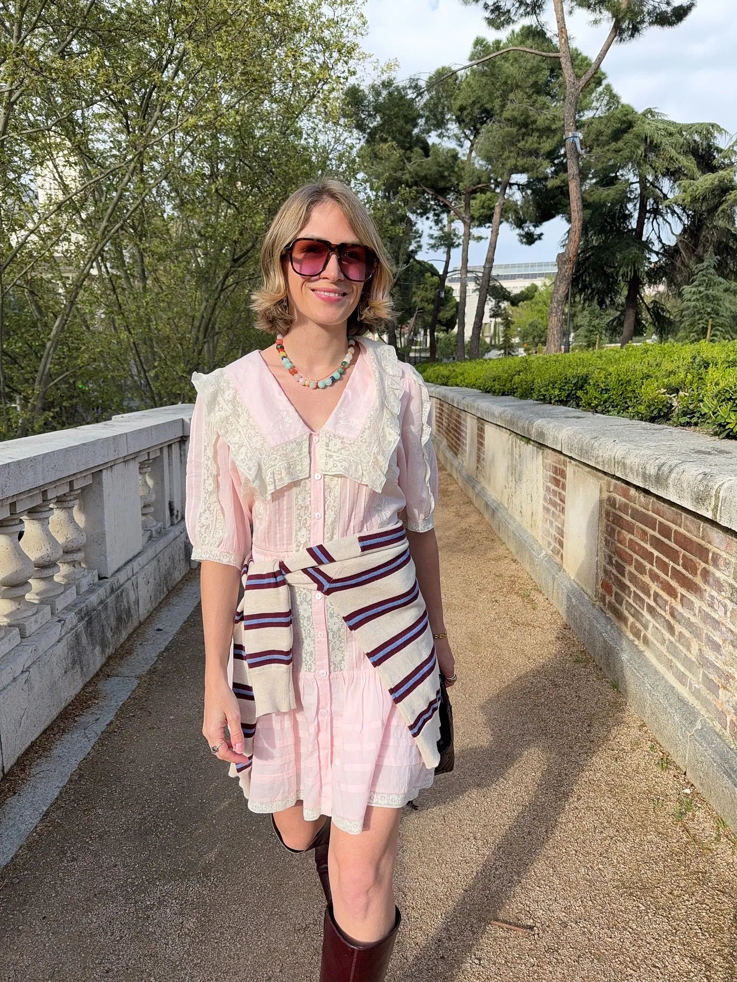 Dove Dress Pansy Embroidery Vintage Pink