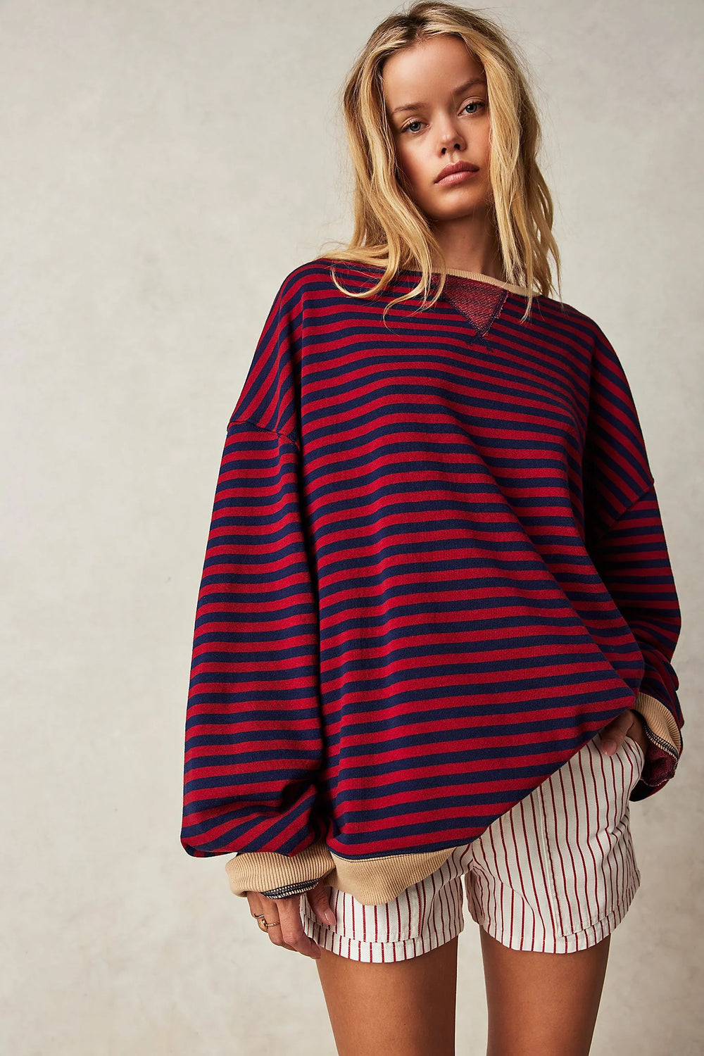 Classic Striped Oversized Crewneck Nautical