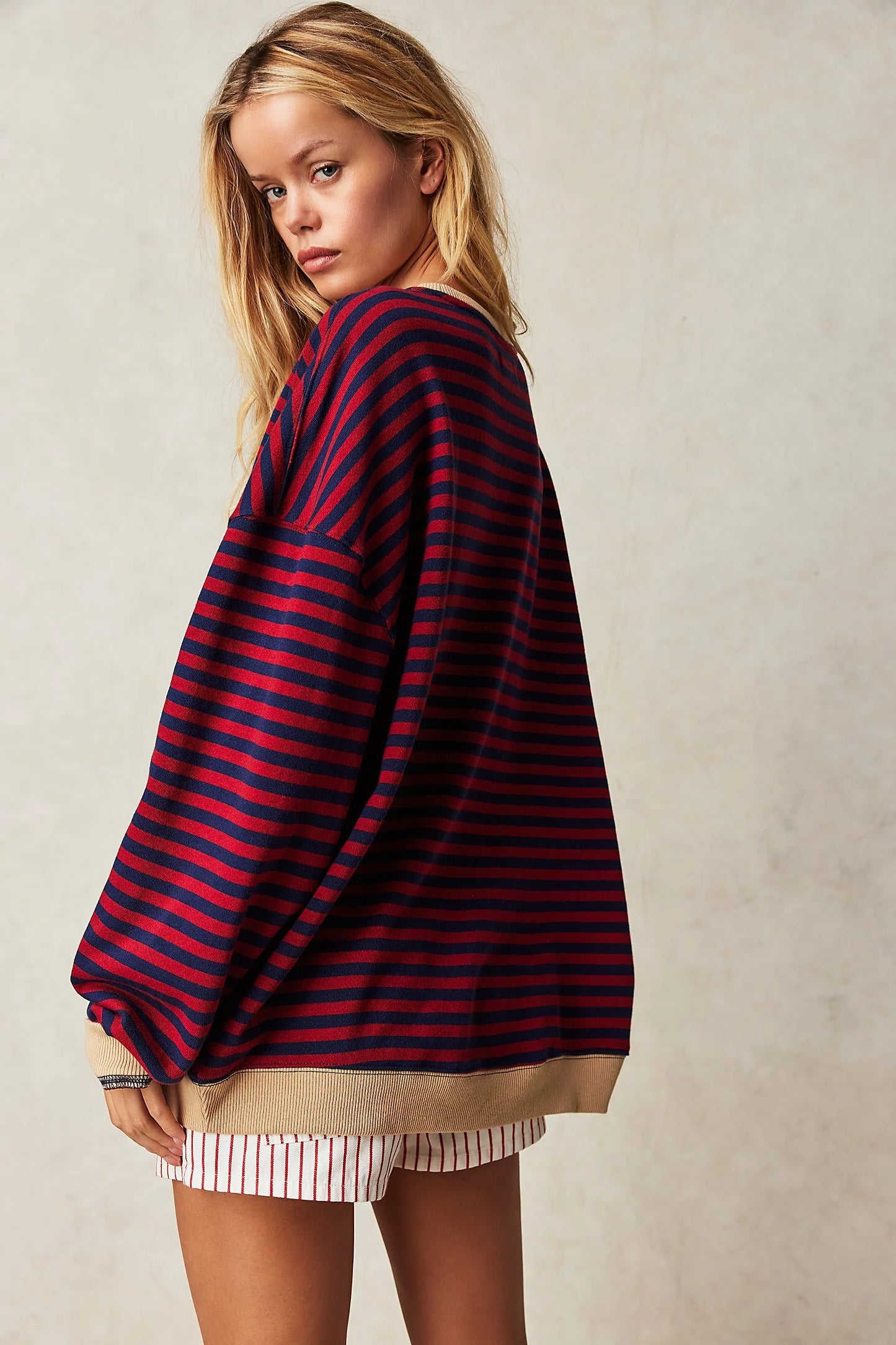 Classic Striped Oversized Crewneck Nautical