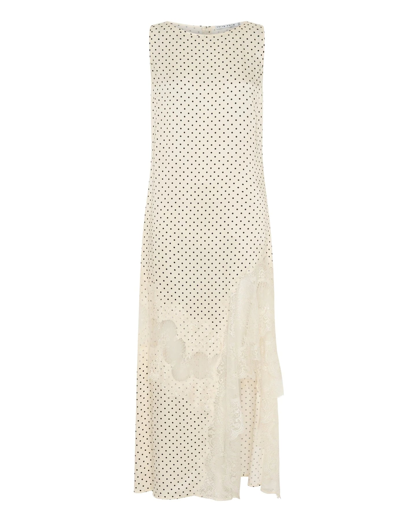 Visions Lace Frill Dress Cream Polka Dot