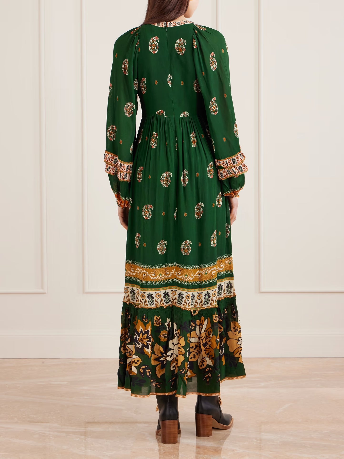 Ayla Green Ruffled Maxi Dress