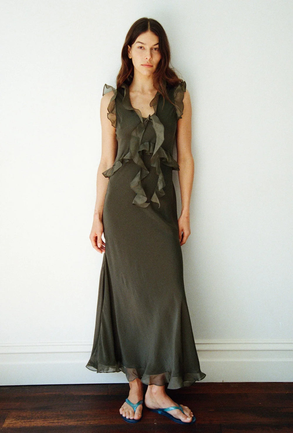 slim fit dress slacks Maggie Marilyn Weak In The Knees Dress Driftwood Green