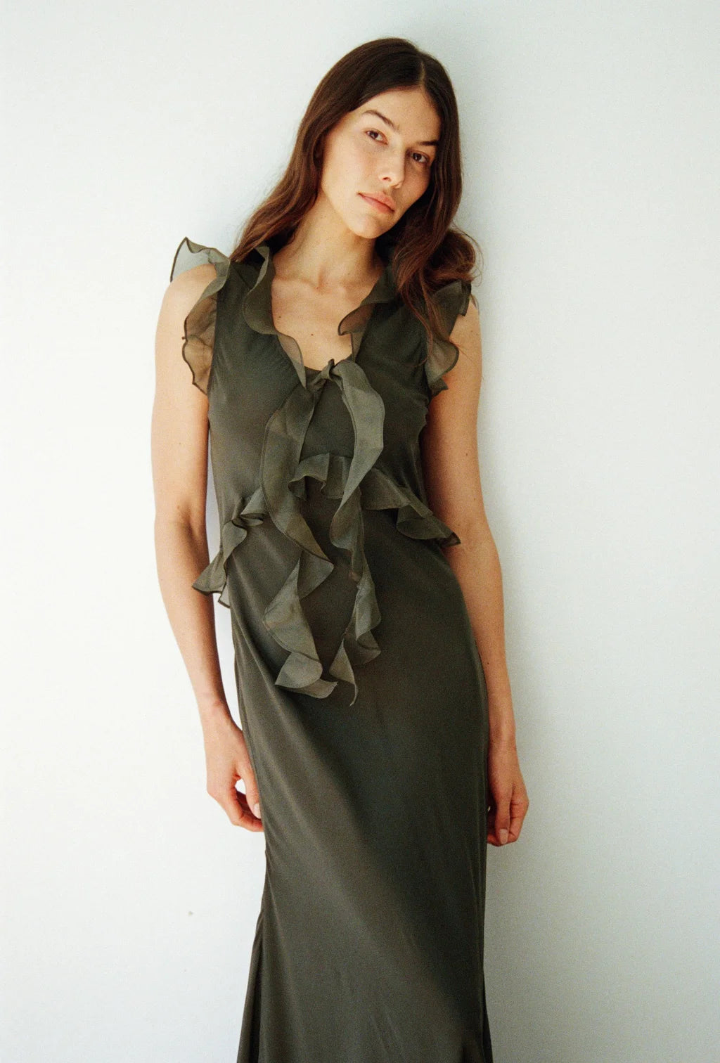 Weak In The Knees Dress Driftwood Green