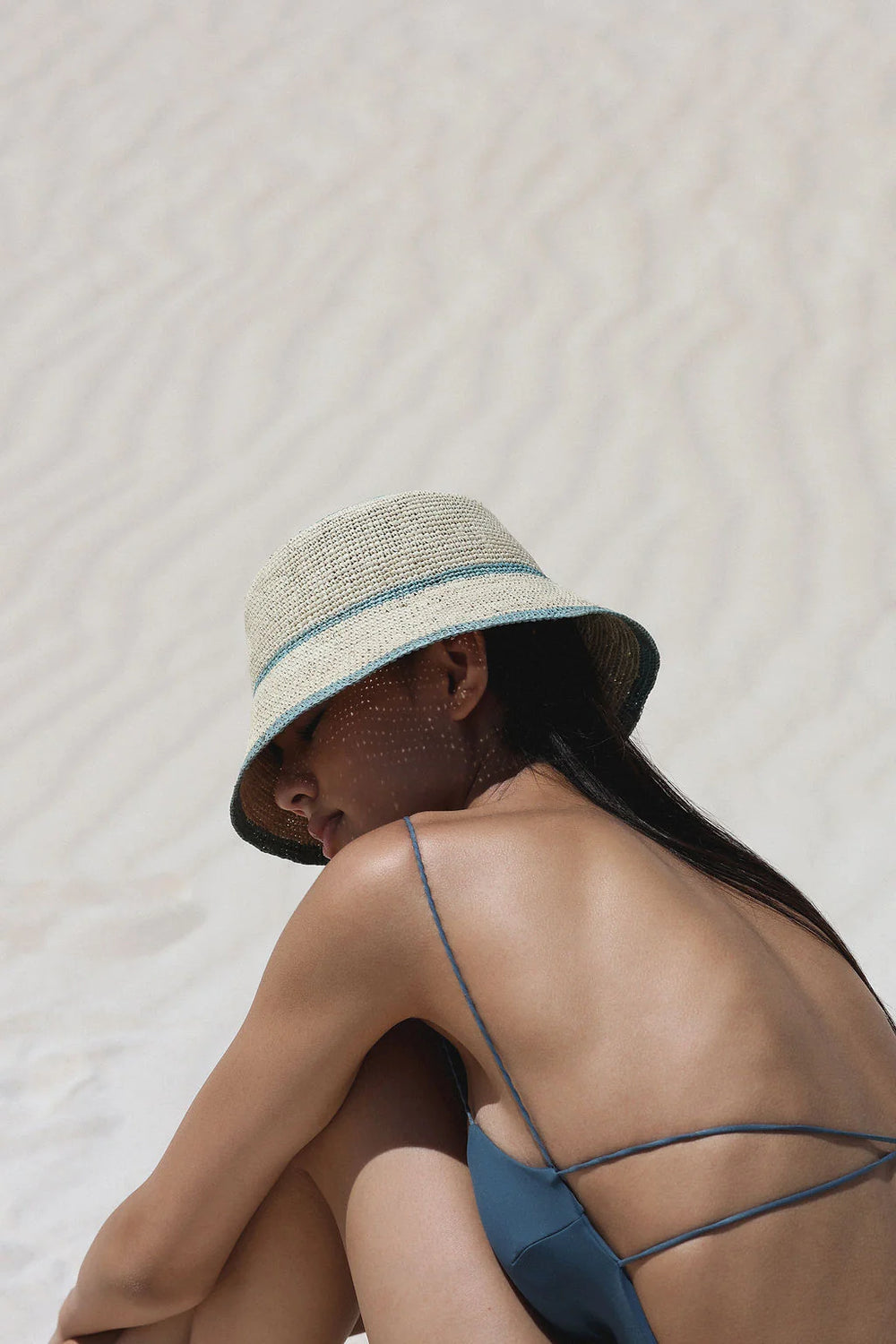 Lila Bucket Hat Pale Blue and Sand