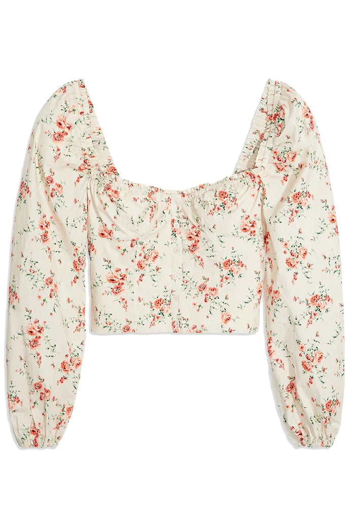 Ruched Cup Dainty Floral Top