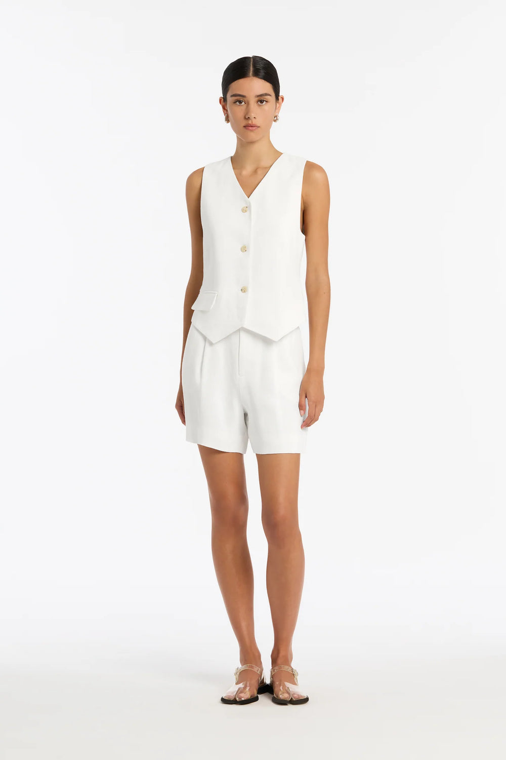 Clemence Tailored Vest Ivory