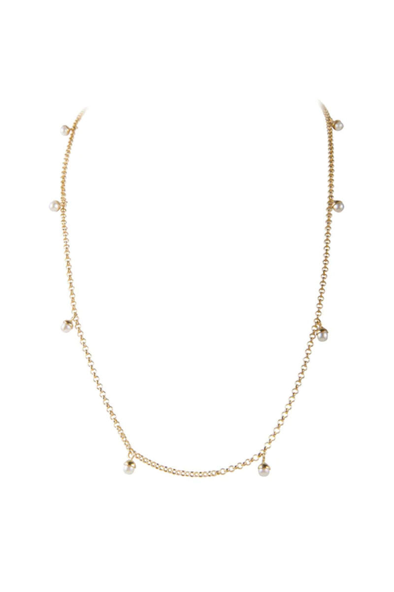 Pearl Pom Necklace Gold
