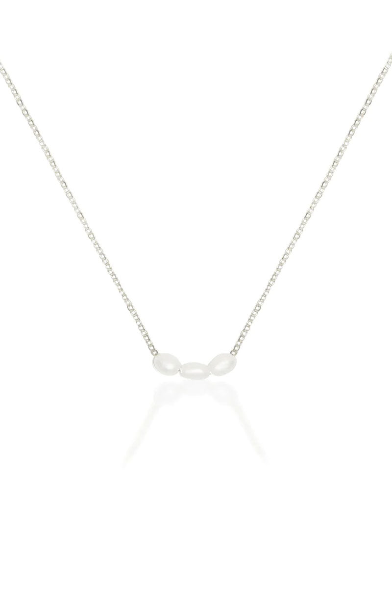 Mini Pearl Necklace Silver