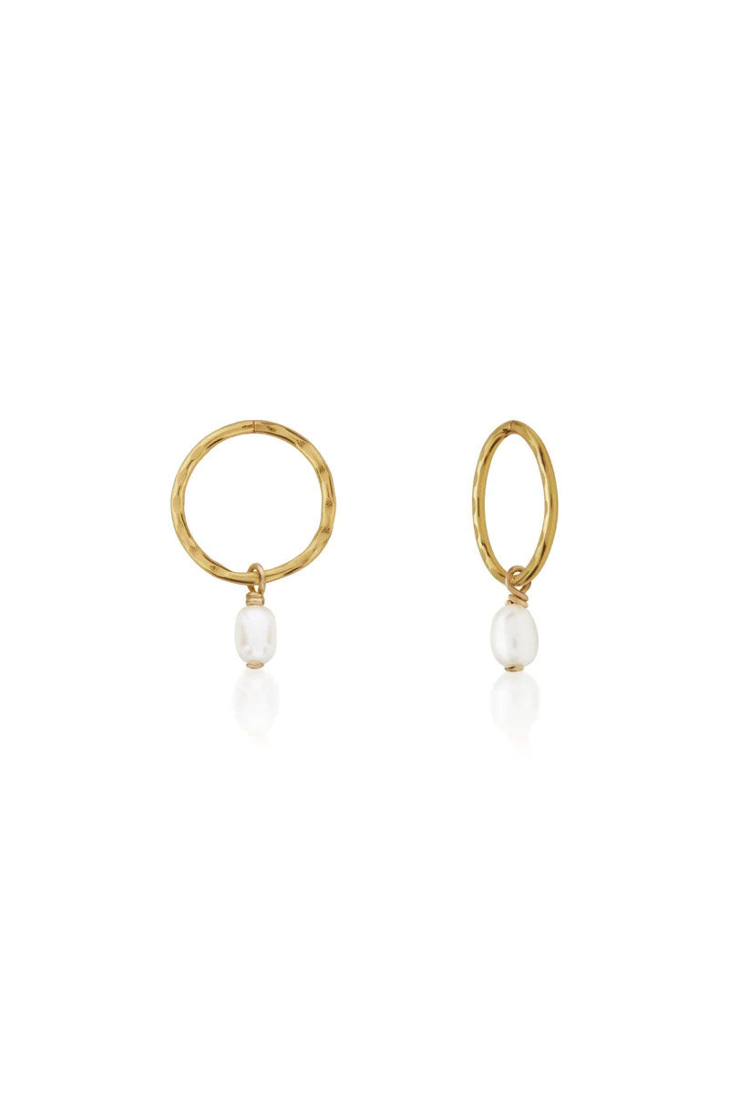 Mini Pearl Hoops Gold