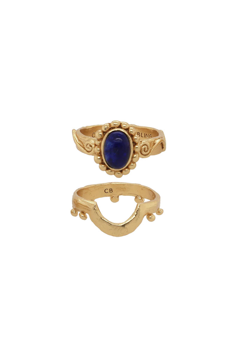 Lazaward Ring Stack in Lapis Lazuli