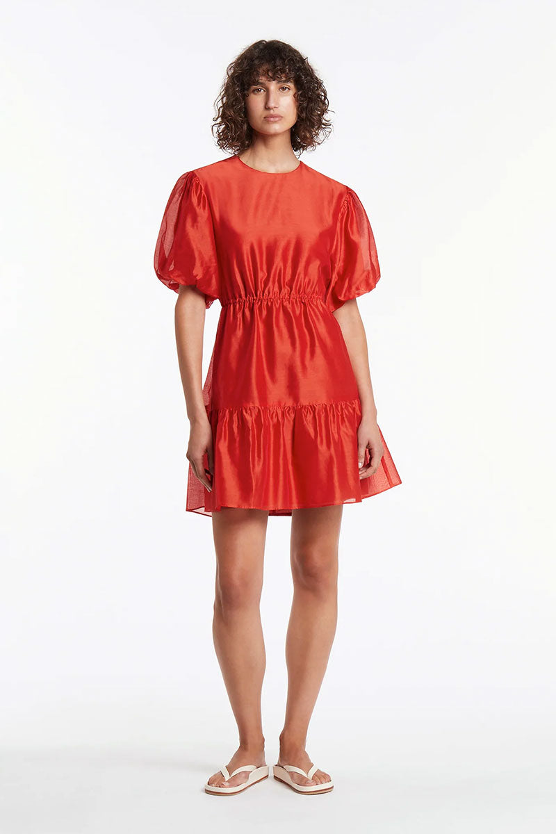 Lucelia Puff Sleeve Mini Dress Red